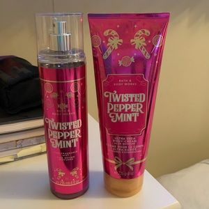 Bath and body works twisted peppermint body care
